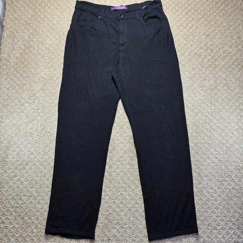 Gloria Vanderbilt Women's 18P Black Stretch Pants Jeans Rhinestone Straight Leg